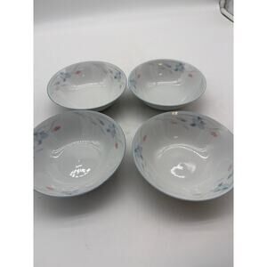 4 FRESH FLOWERS BY EXCEL 6.25" SOUP/CEREAL BOWL / WHITE / BLUE & PINK FLOWERS